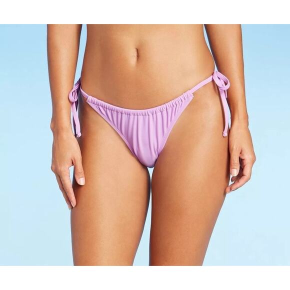 XHILARATION Tie Sides Adjustable Bikini Swimwear Bottom Lavender Women's L NWOT - Picture 1 of 5